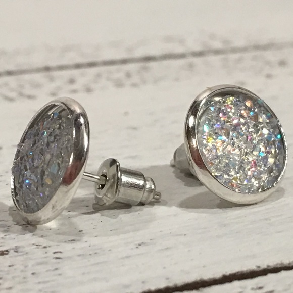 Acrylic ( Druzy Look Like ) Stud Earrings - Picture 2 of 3